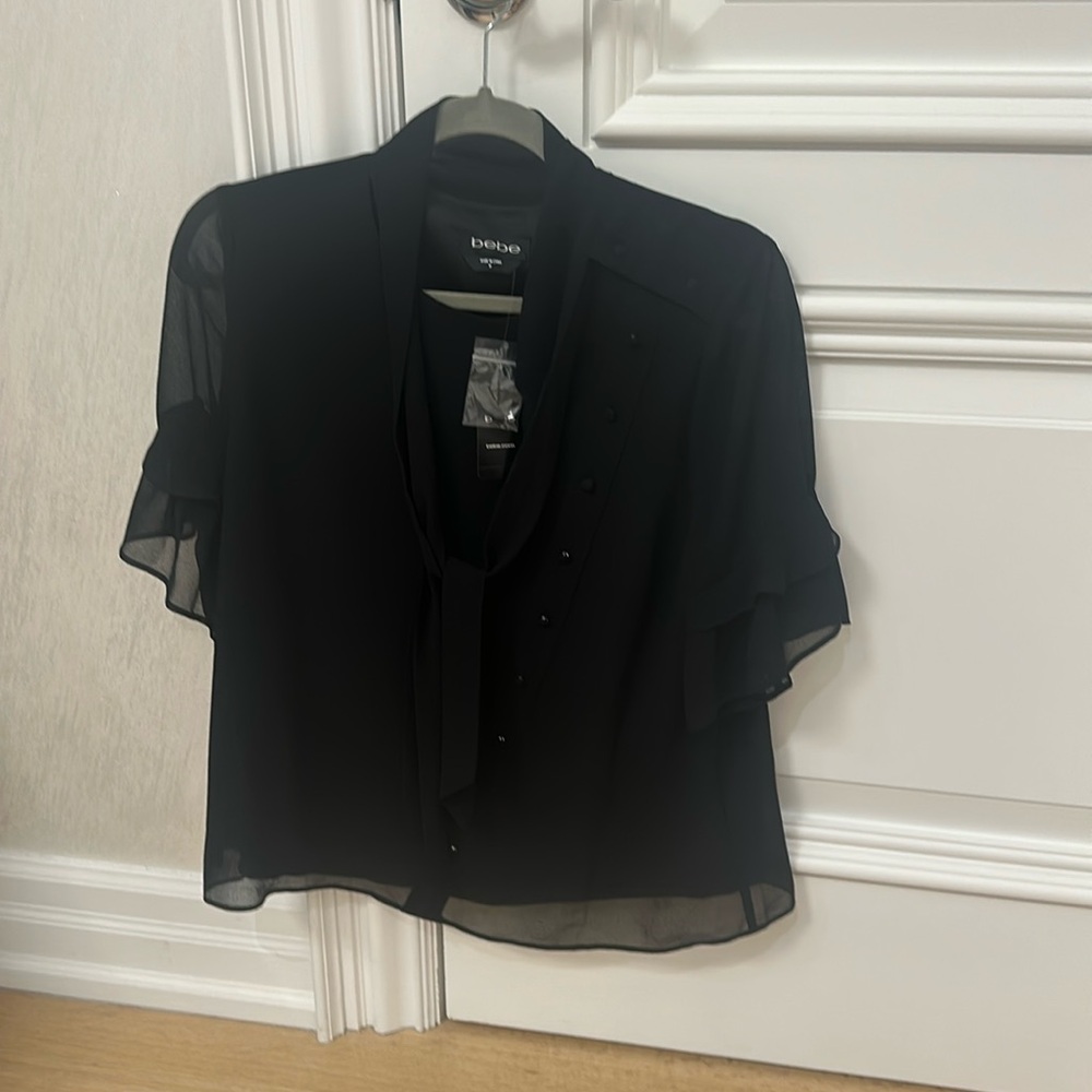 Bebe chiffon blouse size medium black